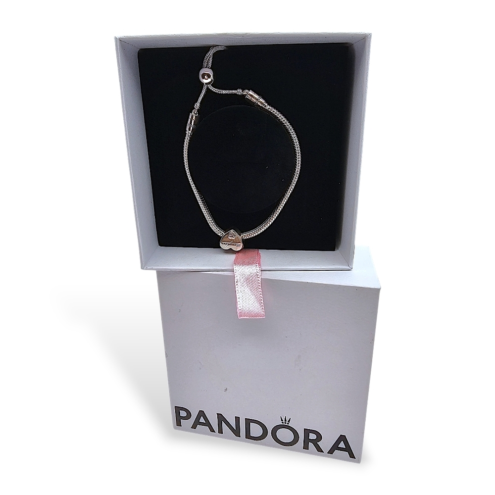 Pandora Silver Bracelet with Heart Charm